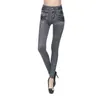 Women's Leggings Women Fashion Faux Denim Jeans Sexy Long Pocket Leggins Summer Casual Pencil Pant