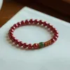 Strands Novo Chinese Natural Cinnabar Hetian Jade Lucky Breads Bracelete Feminino Feminino Feminino Este ano Joias Avançadas do All The Luck