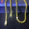 Benutzerdefinierte Schmuck Hip Hop Out Out Moissanit Lock Box Cuban Link Chain 925 Sterling Sliver Gold Plating Halskette