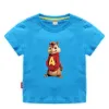 T-shirts Summer à manches courtes en coton t-shirts Ain et The Chipmunk Children's Tshirt Red Tops Cotton Boys Girls Tee 210 ans