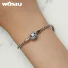 Strands Wostu Hot 925 Sterling Silver's Eye Bracelet Karma and Luck Bangle with Zircon for Women Date Wedding Party Jewelry Gift