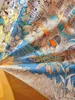 Twill Seidenpferd H Schal Frauen Designer Großer Hijab Tropical Dschungel Druckquadratschals Wickel weiblich Foulard