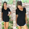 Women Summer V Neck Short Sleeve T shirt Loose Sexy camiseta feminina Shirts Female Plus Size Long Style Tops 240422