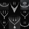 Valuable Lab Diamond Jewelry set Sterling Silver Wedding Necklace Earrings For Women Bridal Engagement Jewelry Gift 22qE#