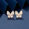 Boucles d'oreilles de papillon Van Gold Van Gold Plein de diamant Fritillaria Shell Super immortel Luxury Avancé et Simple