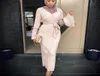 Moslim gerimpelde kokerrok Pliss maxi jurk trompet mouw abaya avond lange gewaden tuniek Midden -Oosten Ramadan Arabische islamitische doek4937089