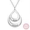 Kettingen gepersonaliseerde ketting 925 Sterling Sliver aangepaste sieraden hol water drop hanger grave 2 namen verlovingsgeschenk voor vrouwen