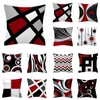 Kudde 3st Red Series Geometric Polyester Pillow Case Round Patchwork Cover Soffa Home Decoration Stolstol Fodral