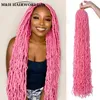 Pink Synthetic Faux Locs Crochet Hair For Black Women Soft Goddess Nu Locs Braiding Hair Dreadlocks Hair 240409