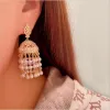 Earrings Women Exaggerated golden birdcage pearl earrings fashion retro luxury lantern zircon tassel wind chimes bell