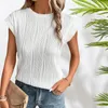 Magliette da donna maglietta da donna top leggero texture a strisce Summer Timet per top a maniche corte con scollo con cavo con solido solido