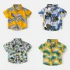 T-Shirts 2023 Yaz Çocuk Gömlekleri Kısa Çevreli Bebek Erkekler Hawaiian Plaj Üst Katlar Sıradan Baskılar Çiçek Giysileri Kore Versiyon