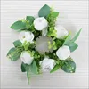 Dekorativa blommor 26 cm Artificial Rose Wreath Candlestick Garland Flower Rings for Wedding Party Door Home Table Decor Gift