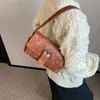 Vintage PU skórzana torba na ramię dla kobiet 2024 Fi Designer torebki dla kobiet klamry bagietki torby luksusowe torba ręczna 39ru#