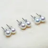 Earrings Baroqueonly AAAAA 925 Sterling Silver Natural Freshwater Pearl Earrings Small Bulb Real Round 67MM Gift for Women EBA