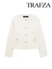 Vestes féminines Trafza 2024 Spring Femmes Fashion Coat Solid Round Neck Cardigan Femme Commute Chic Elegant Female Jacket Top Trendy