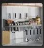 Storage Wall Mounted Aluminum Kitchen Storage Rack Seasoning Spices Chopstick Shelf for Kitchen Cutlery Organizer Knife Holder Household