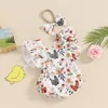 Rompers zomer backless babymeisjes bodysuits schattig geboren kleding outfits ruches mouwloze kuiken bloemenprint romper met hoofdband set