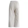 Dames broek dames lange hoge taille losse fit casual broek met zakken geborduurd bijgesneden elastisch comfortabel