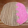 Mattor matta naturlig jute och rosa bomull flätad matta hem vardagsrum dekorativ golvmatta 4x6 ft oval