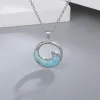 Halsband Sea Wave 925 Sterling Silver Jewelry Gift Classic Pendant Halsband Natural Precious Larimar Retro Woman Contracted Style