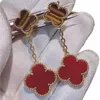 Designer Charm Small Van 925 Silver Gold Gold Goldro Eye Red Agata Clover Double Flower Orecchino Orecchini per il vento