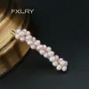 Clips FXLRY New Elegant Handmade natural freshwater pearl half tie hair clip woman Valentine's Day gift