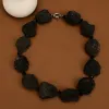 Netlaces GG GG Natural Gems Big Black Black Meteorite Stone Crystal Chokers Necklace Handmade Classic Women's Daily Wear Jewelry
