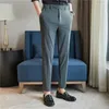 Herenpakken hoge elastische mannen broek zomer dunne mode casual pak zakelijke formele rechte mouw broek heren plus maat 28-38