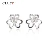 Boucles d'oreilles Clici 925 Boucles d'oreilles de trèfle en argent sterling pour femmes bijoux argent 925 boucles d'oreilles de perle de montage boucles d'oreilles SE076SB