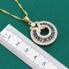 Necklaces New Arrivals Gold Color Jewelry Sets For Women White Blue Black Crystal Earrings Necklace Pendant Ring Christmas Gift 3PCS