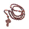Collares colgantes collar cruzado de rosario hombres mujer liviana cuentas de madera duradera para aniversarios de acción de gracias bodas de San Valentín