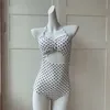 Nokta desen mayo kadınlar tasarımcı bodysuits bikini seksi yular tek parça mayo tatil plaj giymek