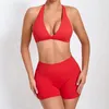 Ensembles actifs yoga d'été ensembles femmes sexy licou sport sport soutien-gorge hauts shorts en ruisseaux de tracksuit de fitness