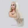 Hd Body Wave Highlight Lace Front Human Heuv Hair Wigs for Women Womens Chemical Fibre Wig Blanc Hair long Couvreau de bande de dentelle bouclée