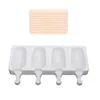 Baking Moulds 4 Cell Silicone Ice Cream Mold Cube Maker Tray Barrel DIY Dessert Mould With Popsicle Stick Bag Molds