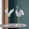 Resin Nordic Crowned Simulation Red Crane Craft Modern Decorative Objects Figurines Living Room Ornaments Wedding Decoration Props Home Decor