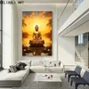 Wystrój pokoju Złote Buddha Statua o zachodzie słońca Plakat Drukuj na płótnie malarstwo nowoczesne dekoracje domowe sztuka sztuki krajobrazu