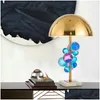 Lampes de table lampe en marbre à balle en cristal moderne avec lumière LED colorisée - Assumé de bureau d'art créatif pour la décoration intérieure Lire une chambre Uniq Dhjlc