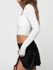 Women's T Shirts Women Long Sleeve Crop Tops Lace Sweetheart Neckline Casual T-Shirts Spring Fall Slim Fit Streetwear