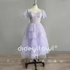 Party Dresses DideyTtawl Real Pos Lavender Tulle Tiered Prom Dress Princess -Length a Line Short Puff Sleeves aftonklänning