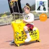 荷物の子供用トロリーボックス20 "24"は座って荷物を乗せることができますベイビーサイレントユニバーサルホイールスーツケースプルチェーンイエローレッドピンク