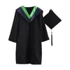 Kleidungssets 2024 Unisex Abschluss Uniform Trencher Cap Dress School Universität Junggeselle Kostüm Baccalaureate Kleid