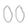 Earrings F.I.N.S Korean Texture Geometric Irregular Circle S925 Sterling Silver Hoop Earrings Two Sizes Piercing Ear Buckles Fine Jewelry