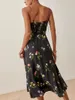 Casual Dresses Tube Top Slip Dress Slimming Slit Sexy Flowers