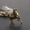 Decorative Figurines Pure Brass War Horse Figurine Keychain Miniature Animal Statue Tea Pet Ornament