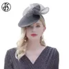 FS Sinamay Hats for Women Fascinator Chic Elegant Church Pillbox Cap Fedoras Bridal Wedding Dress Millinery 240401