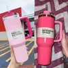 US STOCK THE QUENCHER H2.0 Cosmo Pink Parade TUMBLER 40 OZ 4 HRS HOT 7 HRS COLD 20 HRS ICED cups 304 swig wine mugs Valentine's Day Gift Flamingo