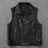 Men's Jackets Heavy Cattle Goods Cowhide Vest Motorcycle Clothing Real Leather Clothes Sleeveless Short