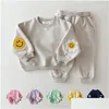 Clothing Sets Winter Warm Baby Girl Boy Clothes Set Embroidery Thicken Fleece Sweatshirt Pant Tracksuit Toddler Korea Drop Delivery Ki Dhbmt